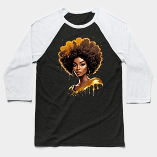 Black Woman retro vintage Afro design Baseball T-Shirt